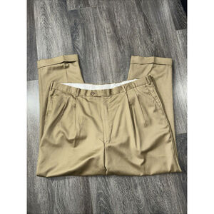 Britches 44R Tan Pleated Front Rolled Cuffs Pants Slacks